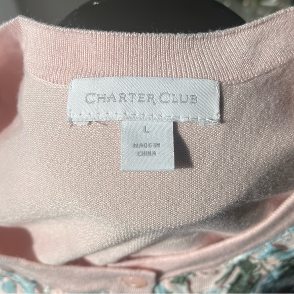 Charter Club Lace Embroidered Floral Cardigan, Size L - Picture 5 of 11